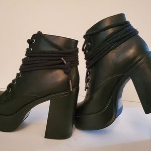 Black, lace up, bootie.